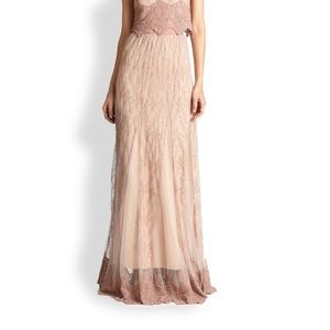 Alice + Olivia dusty pink lace maxi skirt